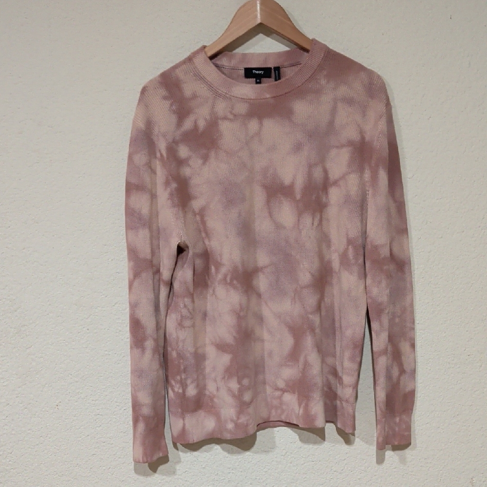 Theory Dusty Rose Tie Dye Ribbed Sweater